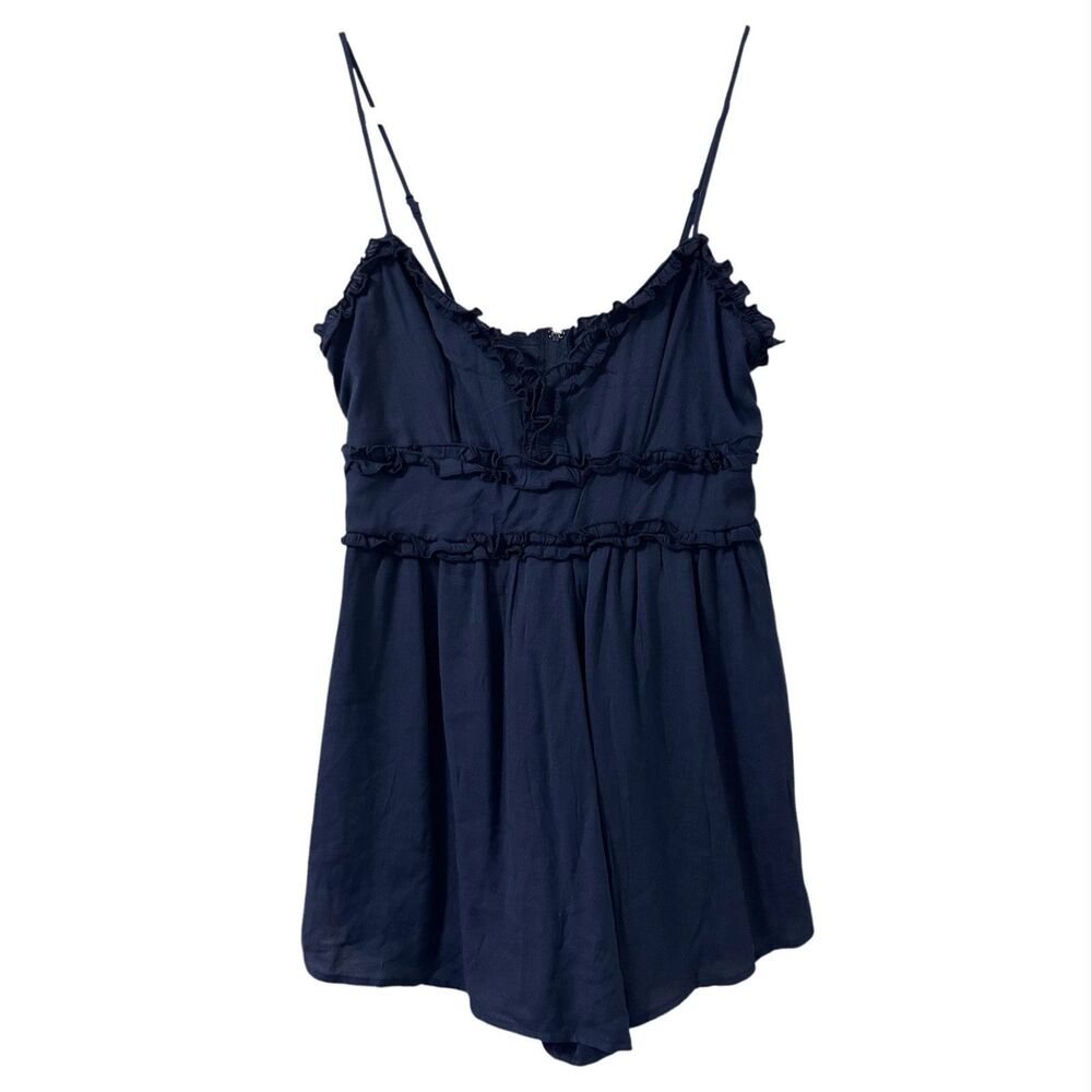 Francescas Trixxi Spaghetti Strap Romper Womens Large Navy Vacation Feminine New